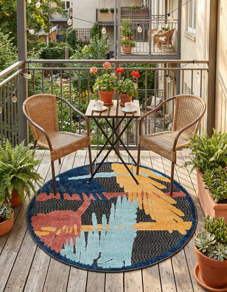 Detail image of 3' 3 x 3' 3 Easy-Clean Belize Indoor / Outdoor Round Rug