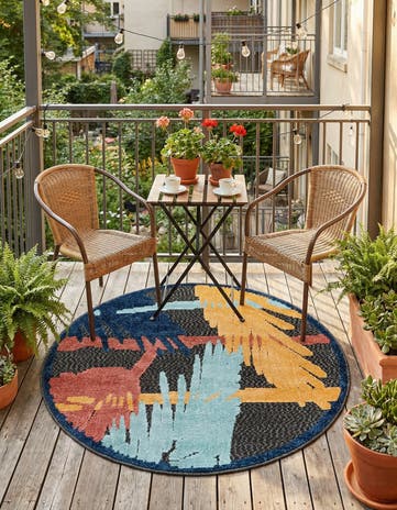 Charcoal Easy-Clean Belize Indoor / Outdoor Round Rug