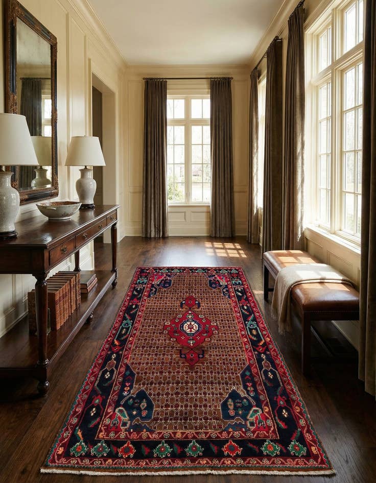 Detail image of  5' 2 x 9' 10  Hand Knotted Koliaei Persian Wool Runner Rug