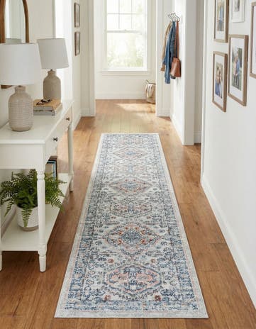 Ivory Kamala Washable Runner Rug