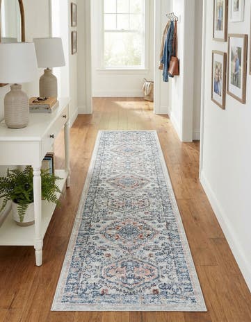 Ivory Kamala Washable Runner Rug