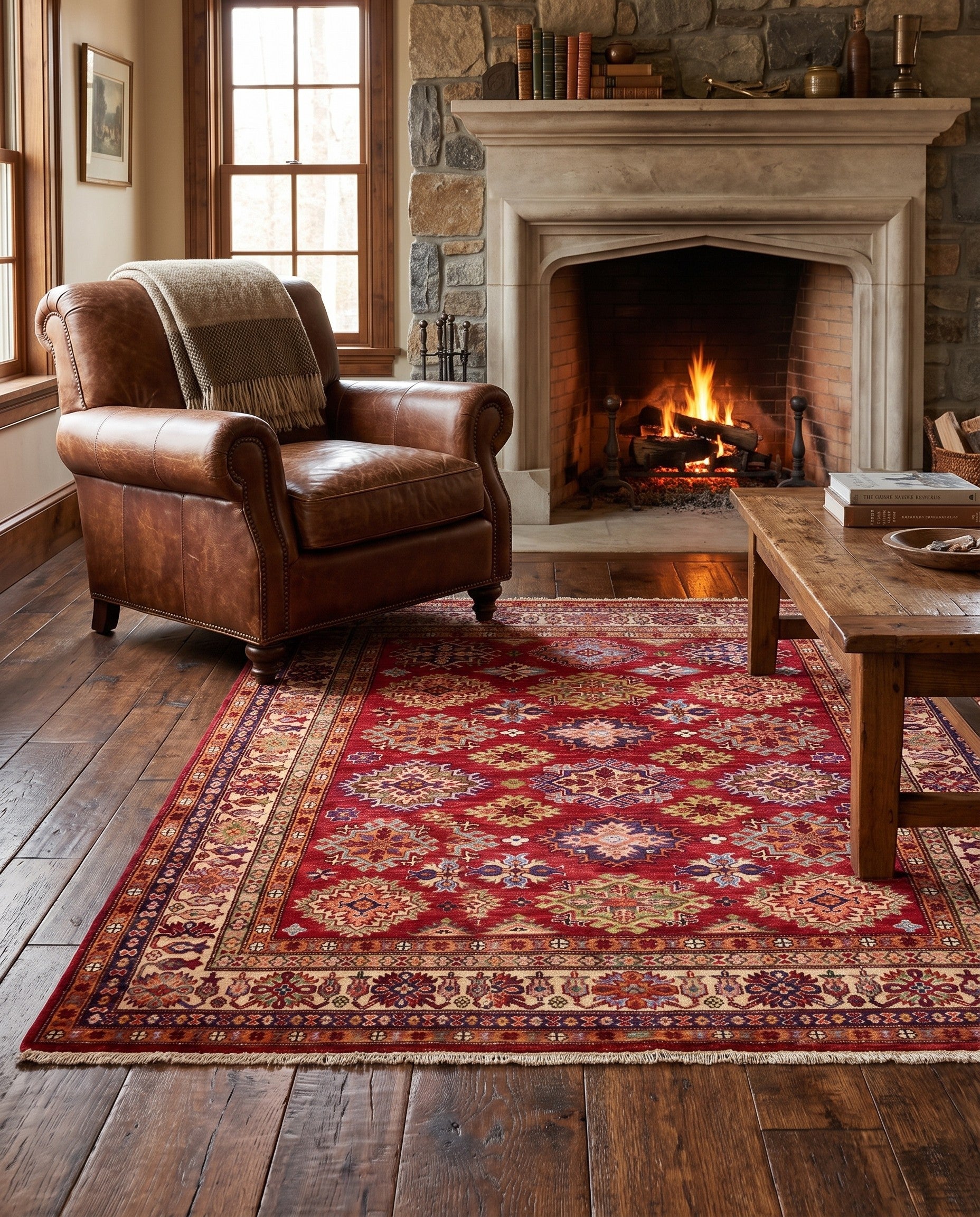 4' 11 x 6' 5 Hand Knotted Kazak Rug