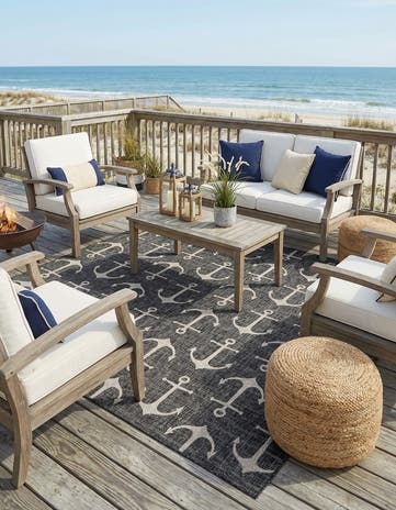 10' x 10' Easy-Clean Coastal Indoor / Outdoor Square Rug