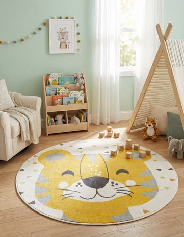5' 3 x 5' 3 Tiger Whimsy Kids Round Rug