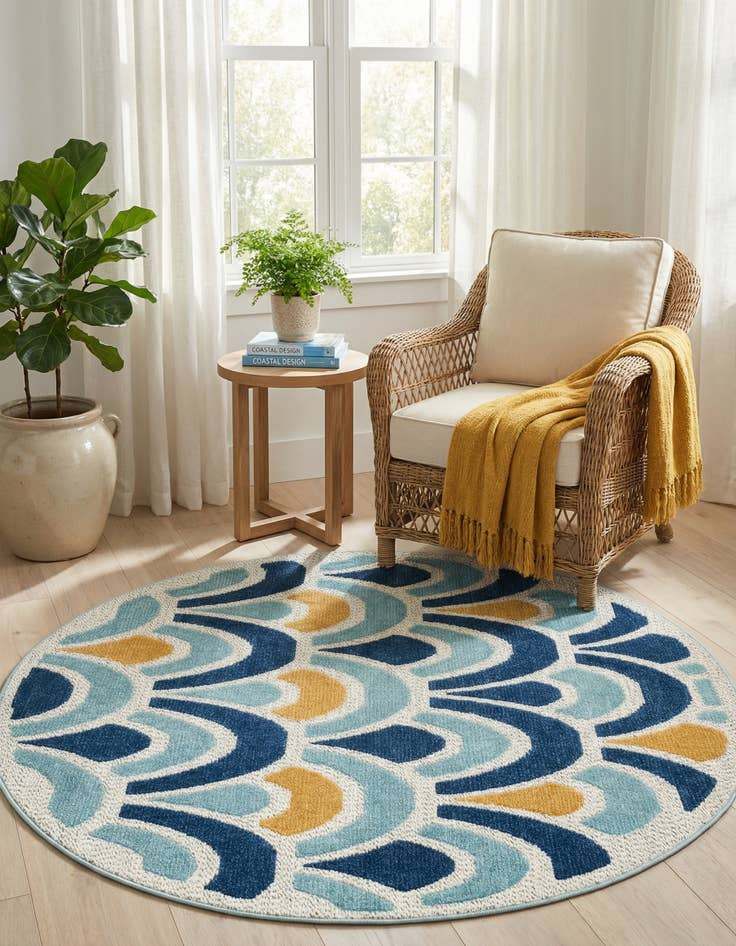 Detail image of  5' 3 x 5' 3  Washable Belize Indoor / Outdoor Round Rug