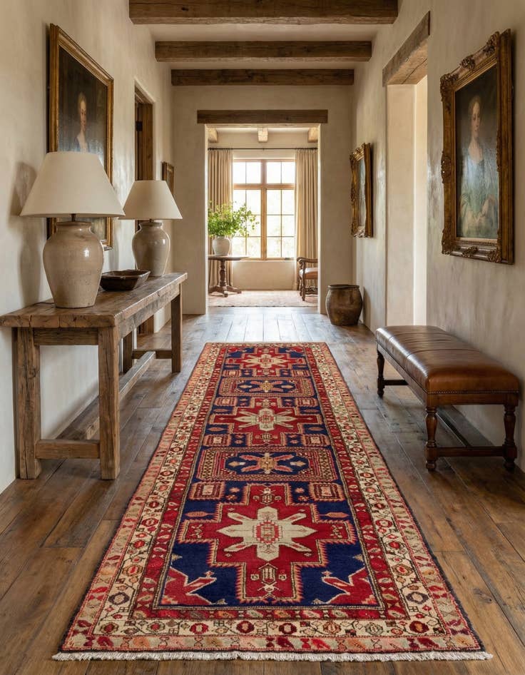 Detail image of 3' 8 x 11'  Hand Knotted Meshkin Persian Wool Runner Rug