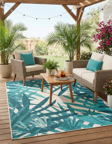 5' x 8' Easy-Clean Botanical Indoor / Outdoor Rug