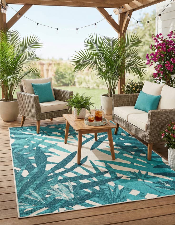 Detail image of 5' x 8'  Washable Botanical Indoor / Outdoor Rug