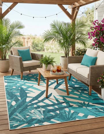 5' x 8' Easy-Clean Botanical Indoor / Outdoor Rug