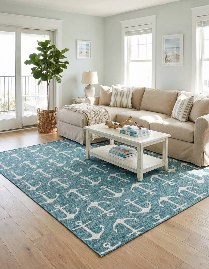 Detail image of  10' x 14'  Washable Coastal Indoor / Outdoor Rug