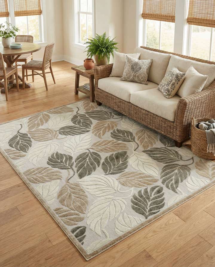 9' x 12' 2 Easy-Clean Botanical Indoor / Outdoor Rug