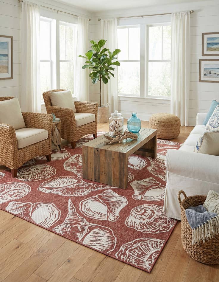 Detail image of 9' x 12' Easy-Clean Coastal Indoor / Outdoor Rug
