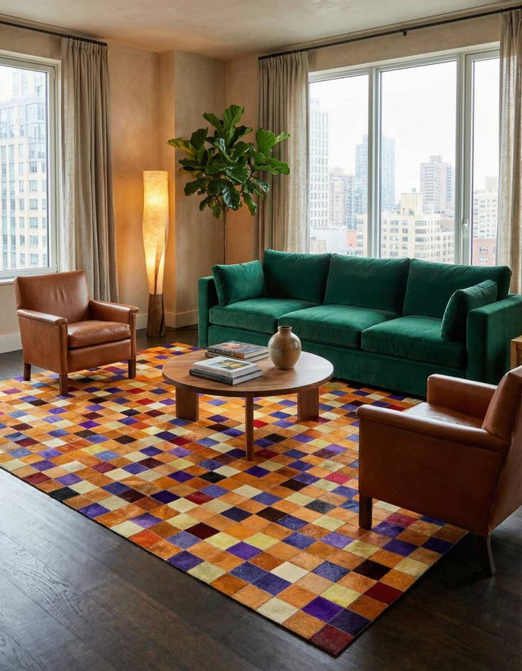 Detail image of  8' x 9' 11 Cowhide - Patchwork Rug