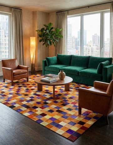 8' x 9' 11 Cowhide - Patchwork Rug