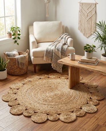  3' 1 x 3' 1  Hand Braided Jute Round Rug