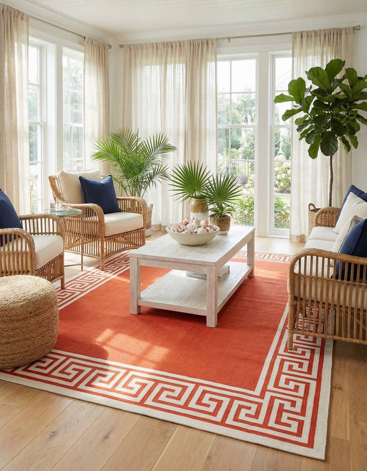 Detail image of  9' x 12'  Washable Coastal Indoor / Outdoor Rug