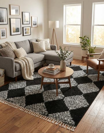 Black and White Serenity Shag Rug