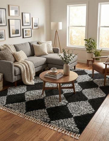 Black and White Serenity Shag Rug