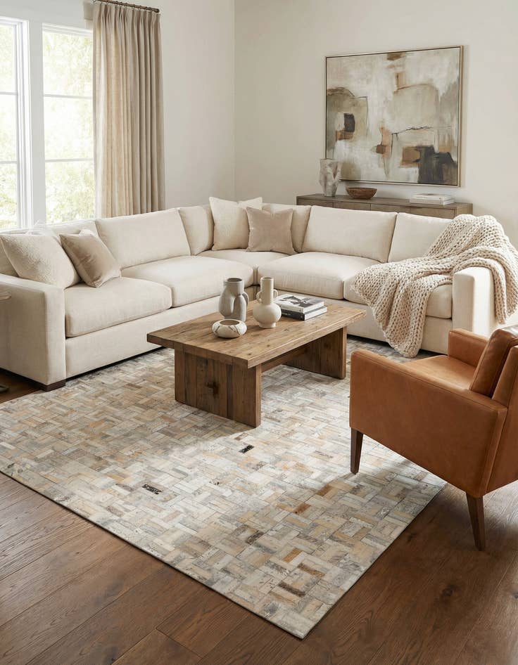 Detail image of 5' x 8' Cowhide Leather Rug