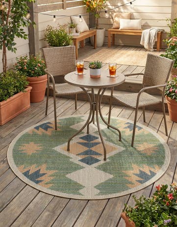 4' x 4' Easy-Clean Baja Indoor / Outdoor Round Rug