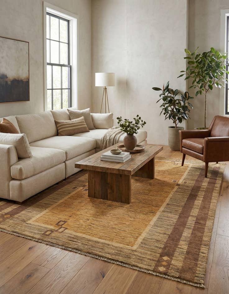 Detail image of  4' 10 x 6' 5  Hand Knotted Modern Ziegler Rug