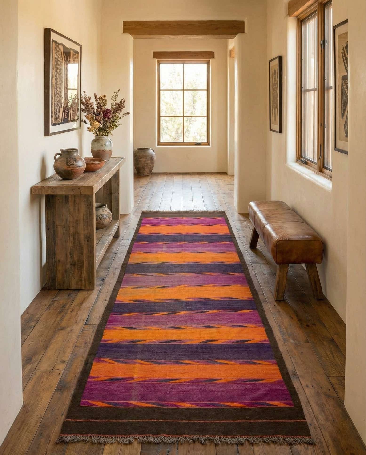 4' 6 x 11' 10 Hand Woven Kilim Fars Wool Runner Rug