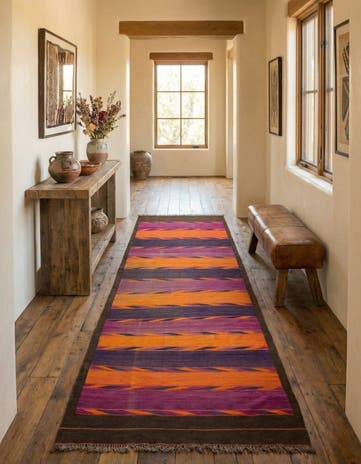 4' 6 x 11' 10 Hand Woven Kilim Fars Wool Runner Rug