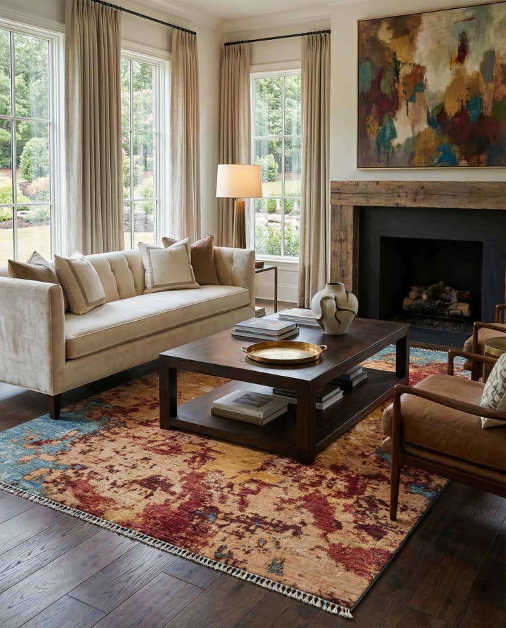 Detail image of 6' 8 x 9' 9 Rubin Wool Rug