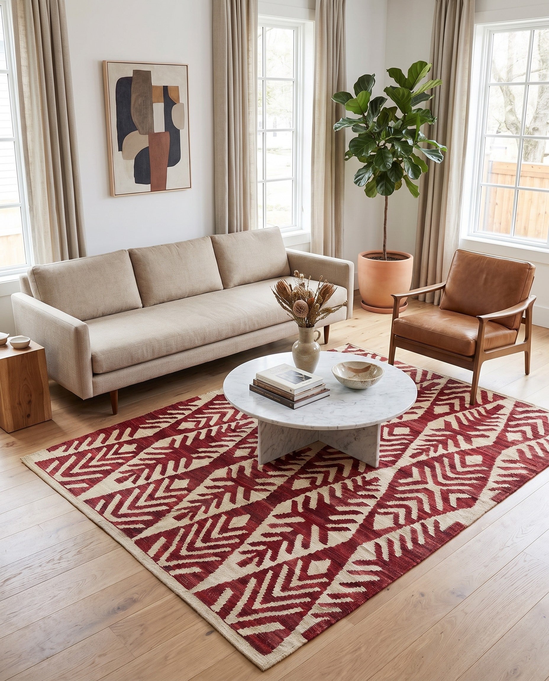 4' 9 x 5' 6 Hand Woven Kilim Modern Wool Rug