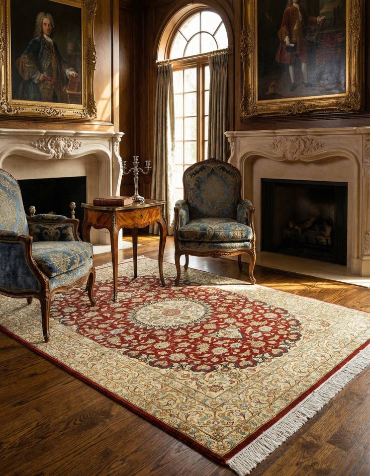 Detail image of 2' 7 x 4' Ghom Silk Rug