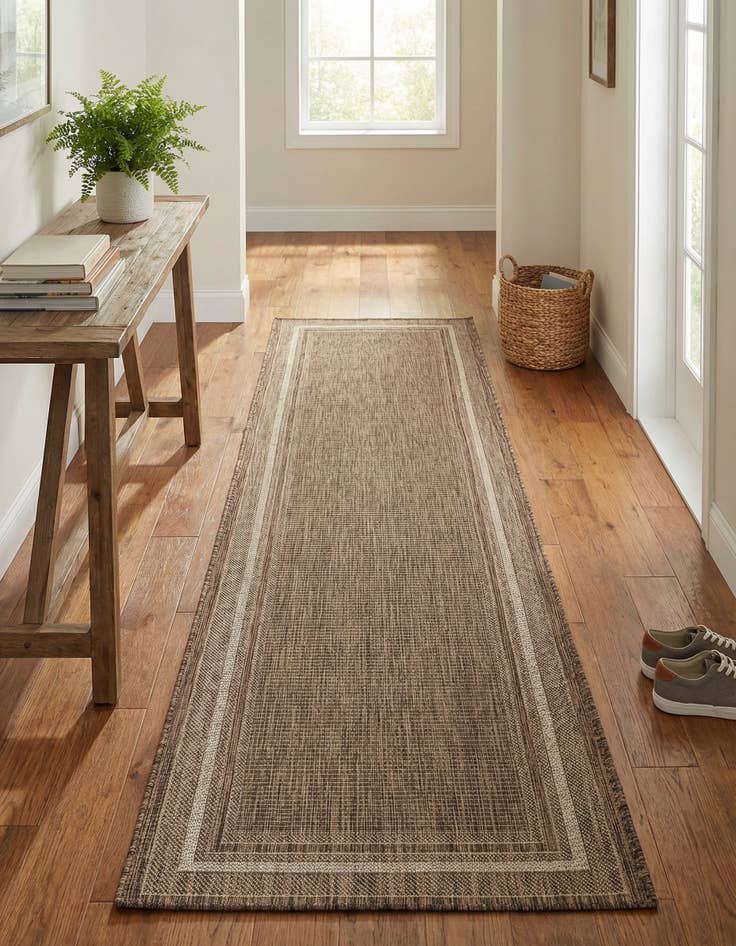 Detail image of 2' 7 x 10'  Washable Border Indoor / Outdoor Runner Rug