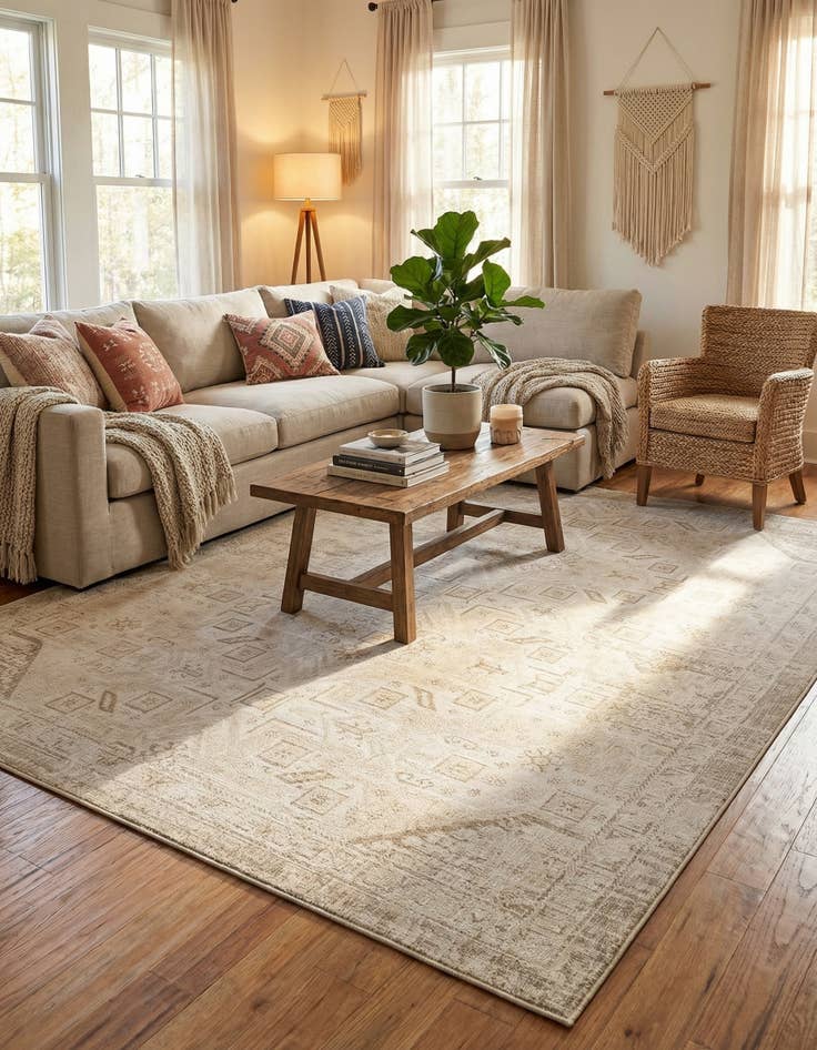 Detail image of 10' x 13'  Washable Aztec Indoor / Outdoor Rug