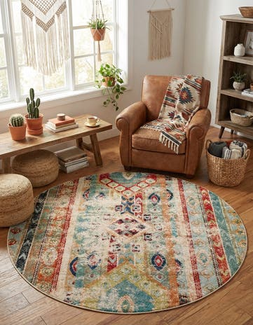 8' x 8' Washable Mesa Round Rug