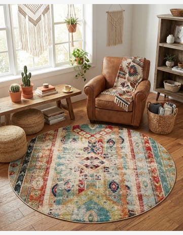 8' x 8' Washable Mesa Round Rug