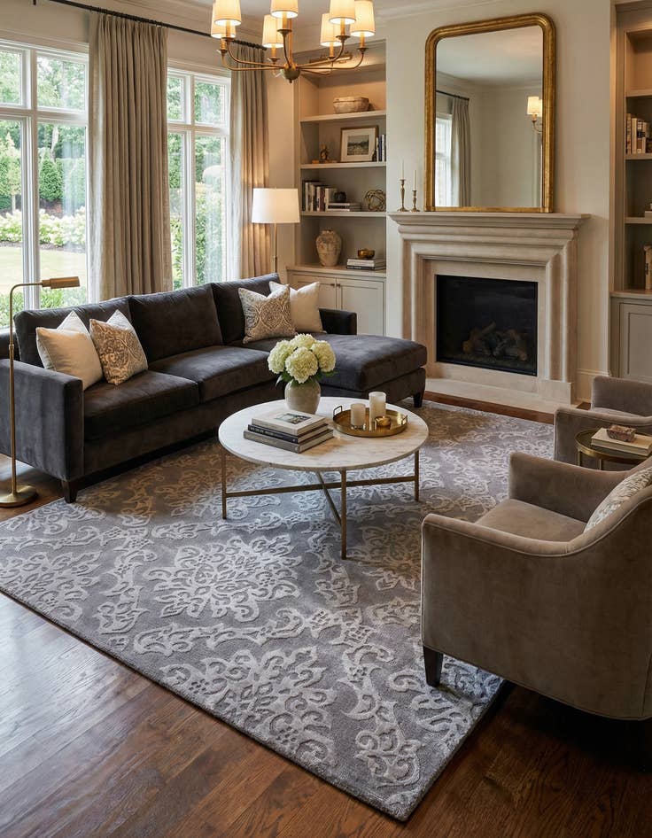 Detail image of  5' 8 x 8'  Hand Knotted Darya Wool Rug