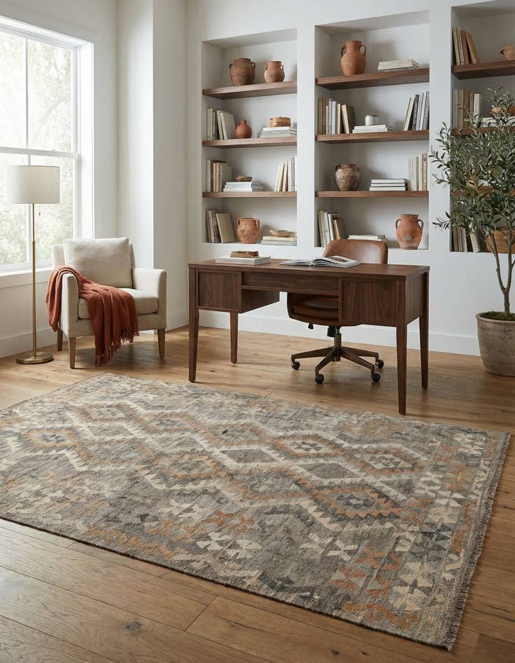 Detail image of 5' 9 x 8' 2  Hand Woven Kilim Maymana Wool Rug