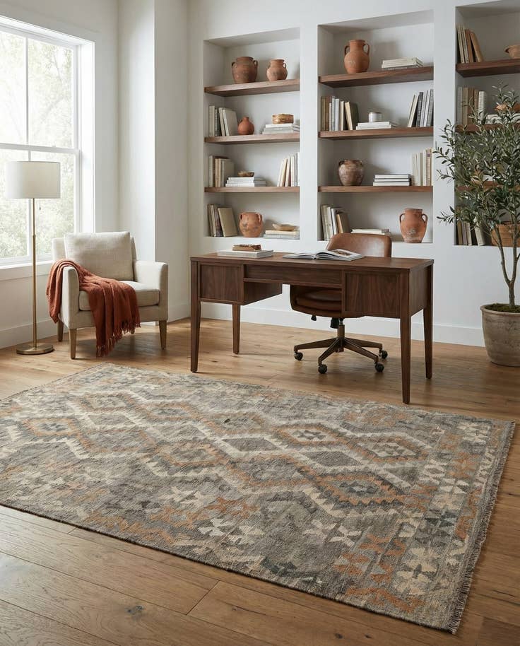 Detail image of 5' 9 x 8' 2 Hand Woven Kilim Maymana Wool Rug