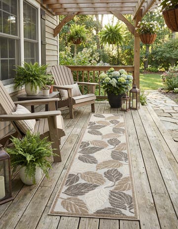 2' x 8' Easy-Clean Botanical Indoor / Outdoor Runner Rug