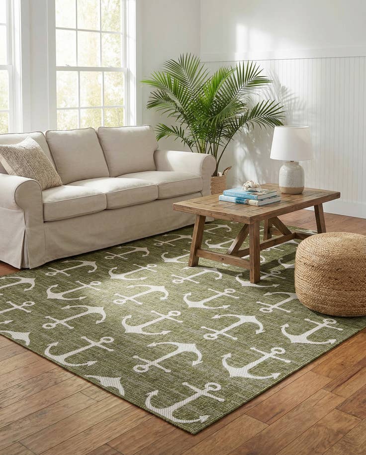 Detail image of 7' 10 x 11' Easy-Clean Coastal Indoor / Outdoor Rug