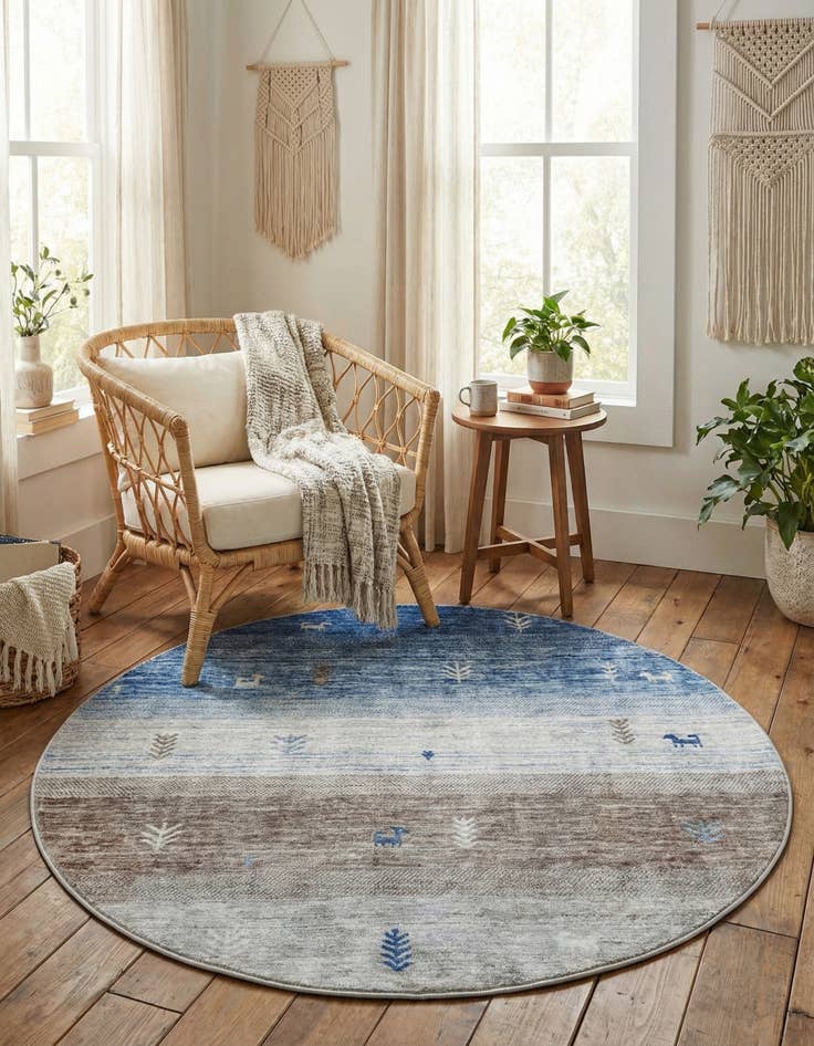 Detail image of  5' 3 x 5' 3 Gabbeh Round Rug