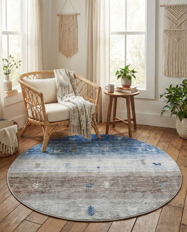 5' 3 x 5' 3 Gabbeh Round Rug