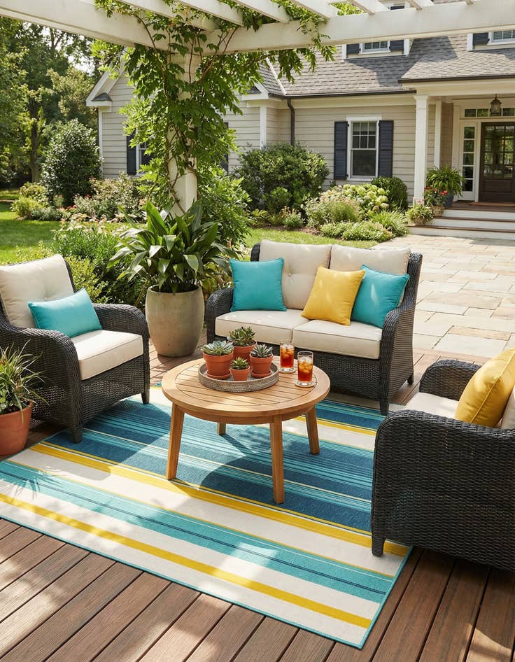 Detail image of 7' 10 x 7' 10  Washable Border Indoor / Outdoor Square Rug