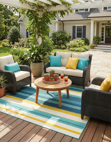Easy-Clean Border Indoor / Outdoor Square Rug