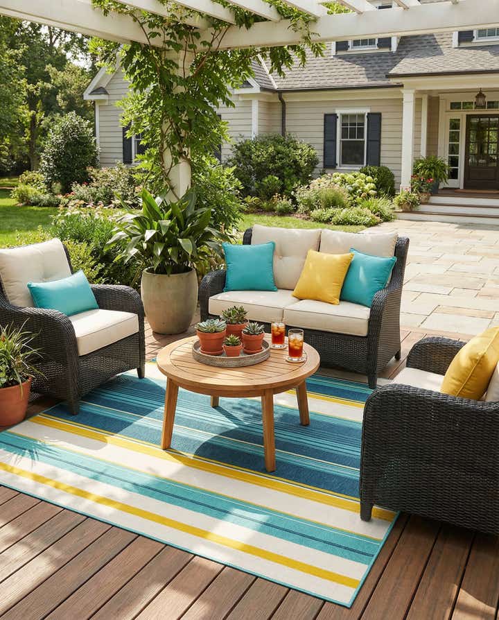 7' 10 x 7' 10 Easy-Clean Border Indoor / Outdoor Square Rug