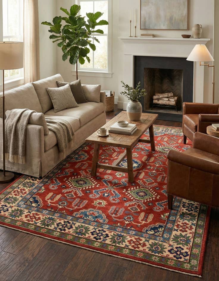 Detail image of 6' 4 x 9' 8 Hand Knotted Kazak Rug