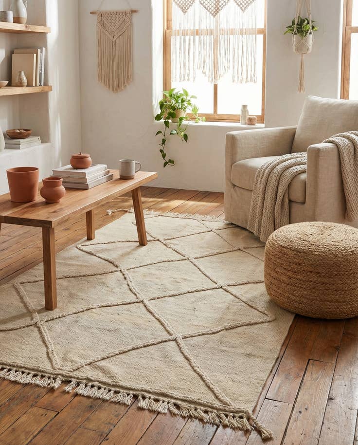 Detail image of 3' 3 x 4' 10 Hand Knotted Moroccan Wool Rug