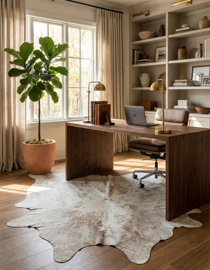 Detail image of 5' 9 x 6' 3 Cowhide Leather Rug