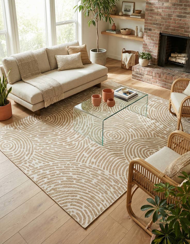Detail image of 5' 3 x 7' Easy-Clean Modern Indoor / Outdoor Rug