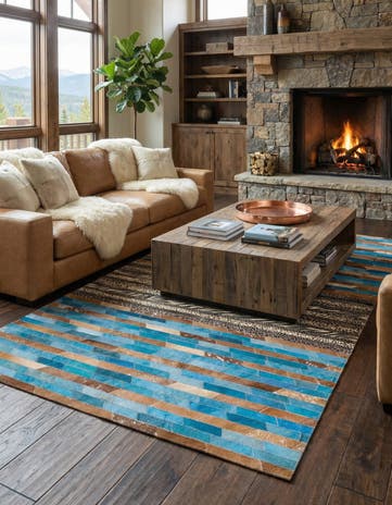5' 1 x 8' 3 Cowhide Leather Rug