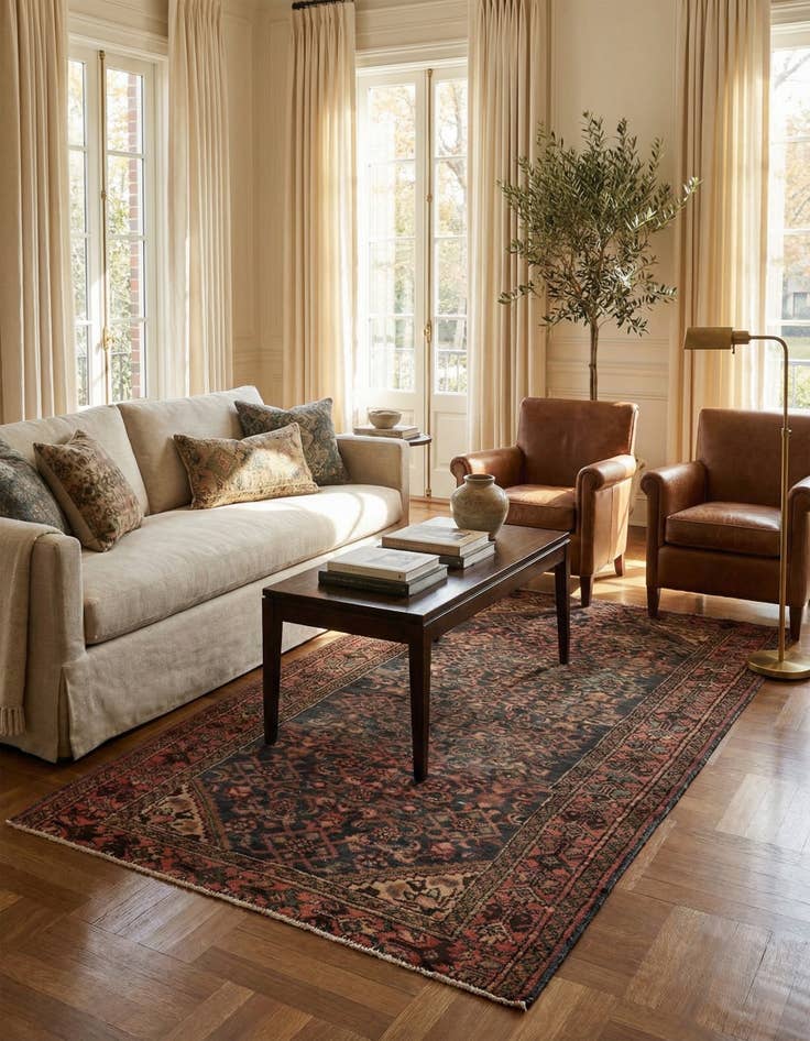 Detail image of 3' 9 x 7' 1  Hand Knotted Ultra Vintage Persian Wool Rug